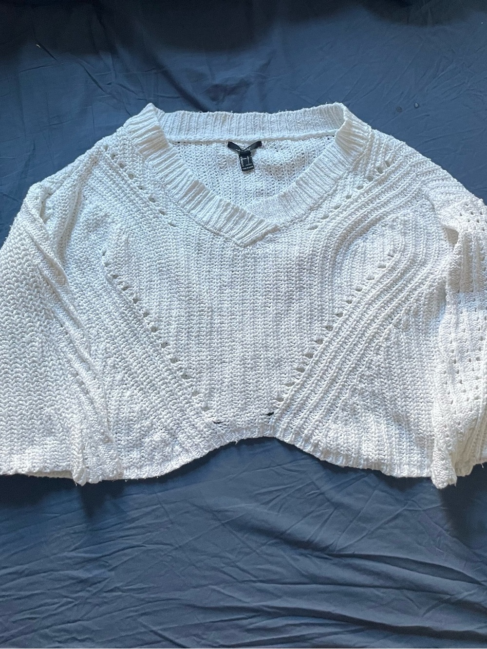 White V-Neck Knit Sweater